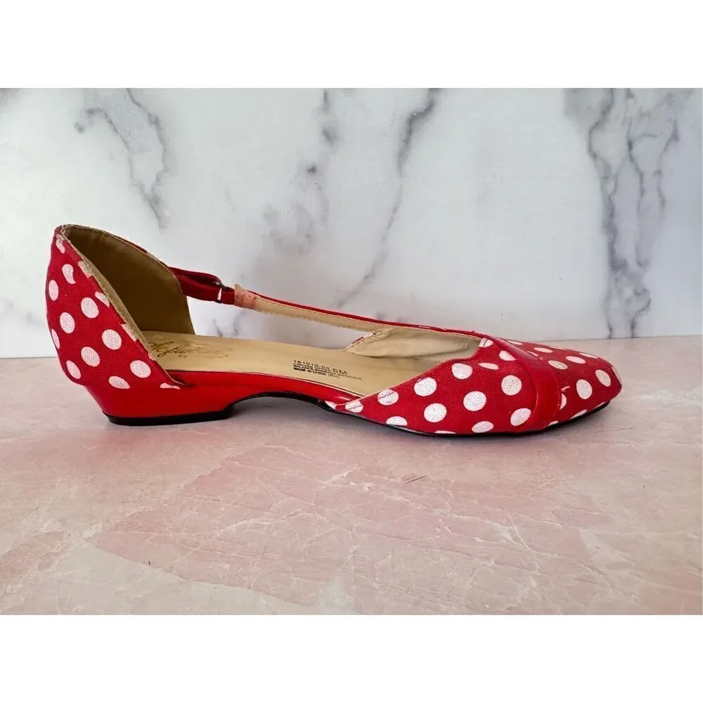 Sofwear Beacon vintage retro red polka dot low heel shoes big kids 4.5 or women’